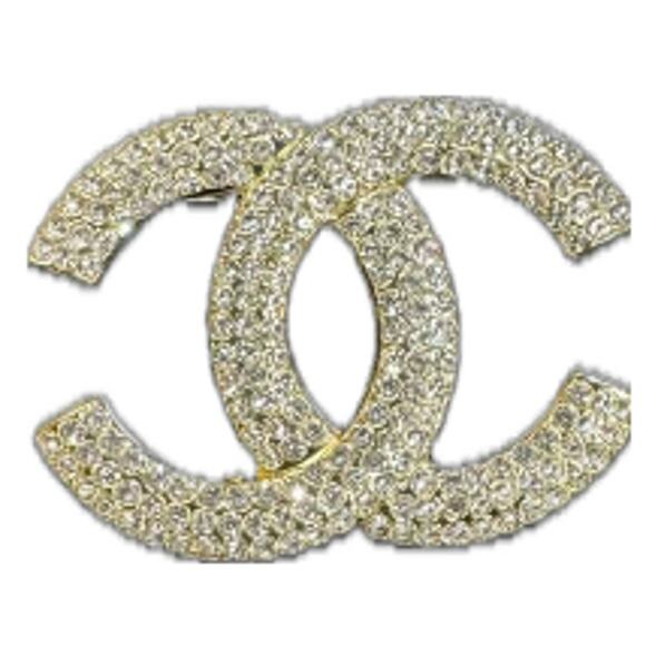 Jewelry - CHANEL Gold Interlocking Brilliant Crystal CC Brooch Fall/Winter 2023 (CCXX022)